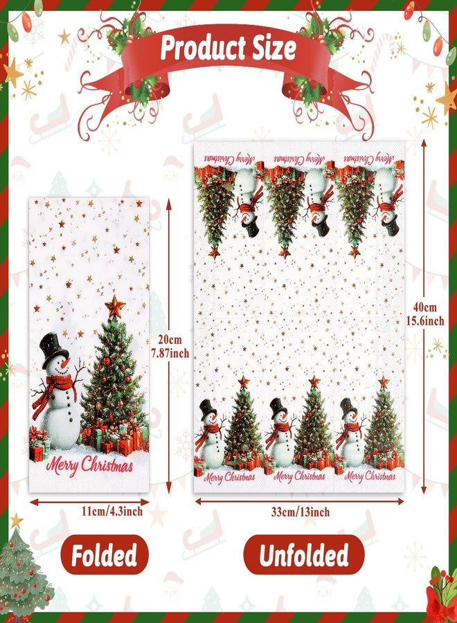 LifeisLuck 170 Pcs Christmas Disposable Napkin Papers Snowman White Decorative Table Guest Napkin 2 Ply Merry Christmas Trees Hand Towels for Winter Xmas Holiday Party Lunch Dinner Kitchen Bathroom Supplies - Image 2