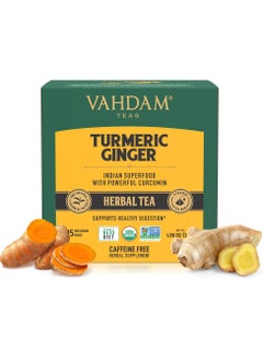 VAHDAM Turmeric Ginger Herbal Tea 15 Teabags (30g)  - Image 2