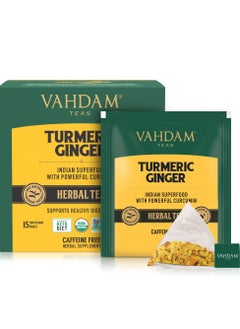VAHDAM Turmeric Ginger Herbal Tea 15 Teabags (30g)  - Image 1