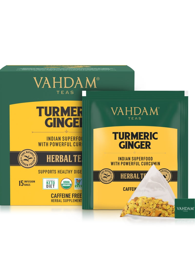 Vahdam - Turmeric Ginger Herbal Tea 15 Teabags (30g) - Image 1