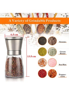 Generic Salt and Pepper Grinder, 2-Pack Stainless Steel Salt & Pepper Grinders Refillable Set with Adjustable Coarseness for Sea Salt, Black Peppercorn, Spices (2 Pack)  - Image 3