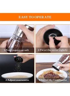 Generic Salt and Pepper Grinder, 2-Pack Stainless Steel Salt & Pepper Grinders Refillable Set with Adjustable Coarseness for Sea Salt, Black Peppercorn, Spices (2 Pack)  - Image 4