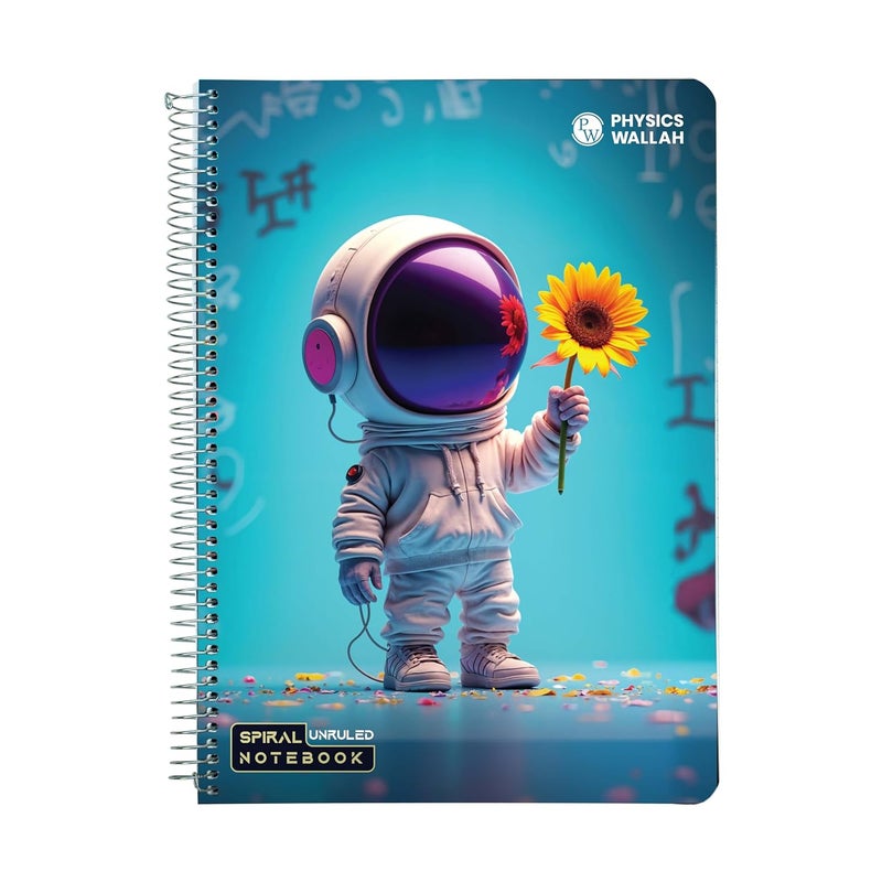 PW Physics Wallah A4 Size 300 Pages Spiral Binding Notebook set of 3 Combo | Unruled Register Notebooks for Students & Office | Spiral Register for Writing & Note-Taking (3) (Single) - Image 1
