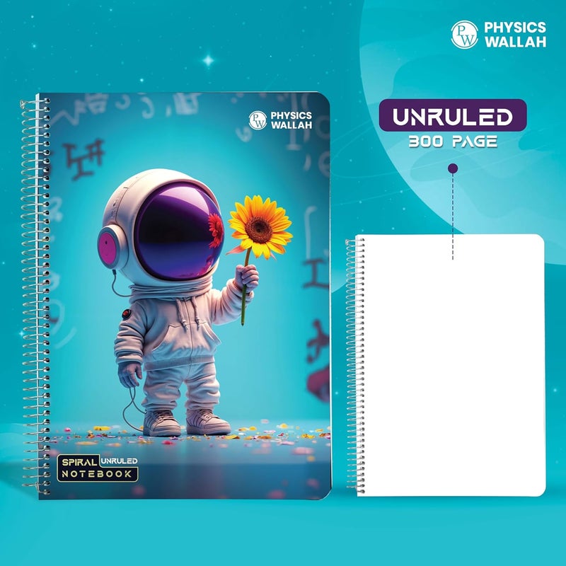 PW Physics Wallah A4 Size 300 Pages Spiral Binding Notebook set of 3 Combo | Unruled Register Notebooks for Students & Office | Spiral Register for Writing & Note-Taking (3) (Single) - Image 2