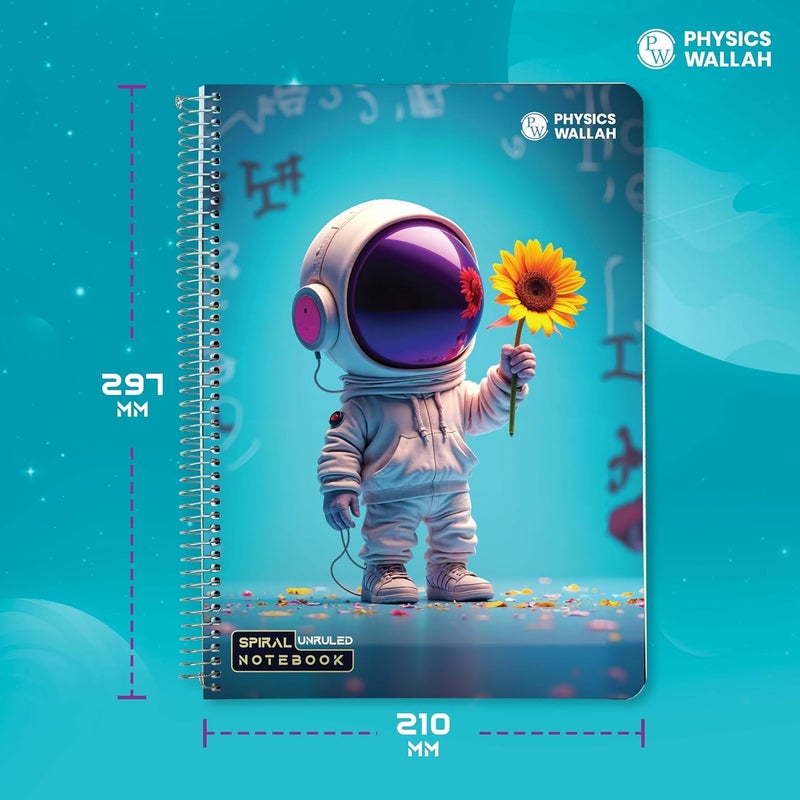 PW Physics Wallah A4 Size 300 Pages Spiral Binding Notebook set of 3 Combo | Unruled Register Notebooks for Students & Office | Spiral Register for Writing & Note-Taking (3) (Single) - Image 5