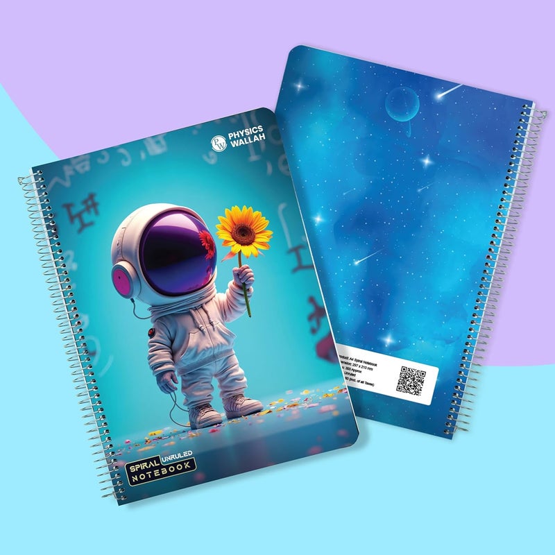PW Physics Wallah A4 Size 300 Pages Spiral Binding Notebook set of 3 Combo | Unruled Register Notebooks for Students & Office | Spiral Register for Writing & Note-Taking (3) (Single) - Image 3