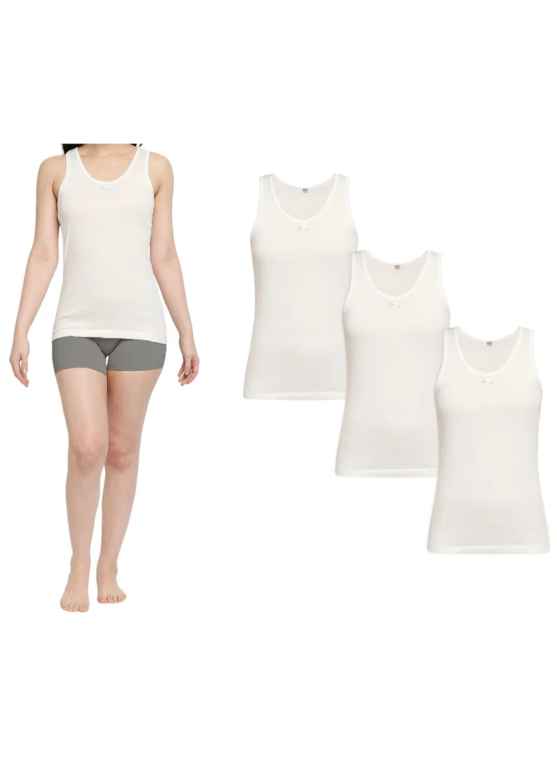 BYC GIRLS COTTON VEST (PACK OF 3) - IVORY