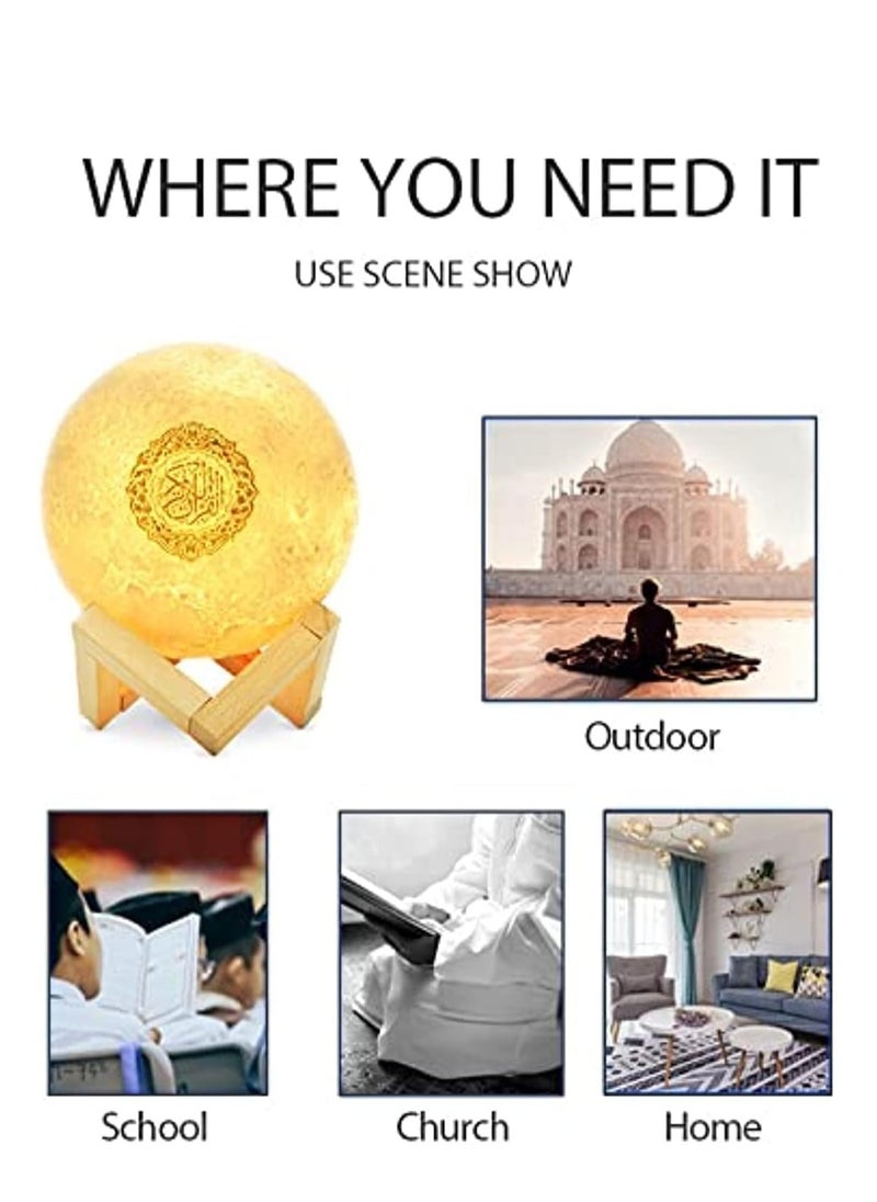 ELTRAZONE - Portable Bluetooth Speaker, 4 in 1 Quran Speaker with 16 Colors 3D Print Moon Lamp Night Light, Quran Recitations and Song FM Broadcast - Image 1