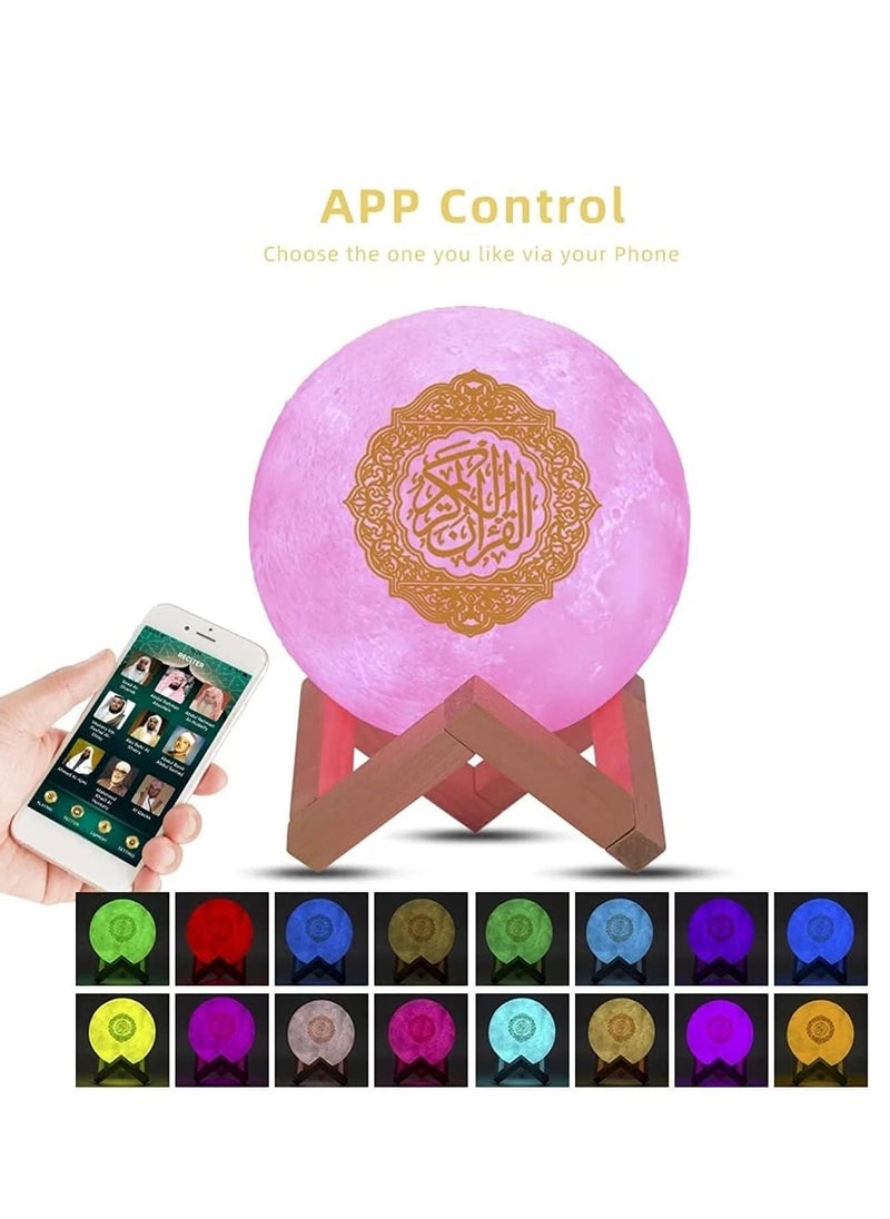 ELTRAZONE - Portable Bluetooth Speaker, 4 in 1 Quran Speaker with 16 Colors 3D Print Moon Lamp Night Light, Quran Recitations and Song FM Broadcast - Image 1