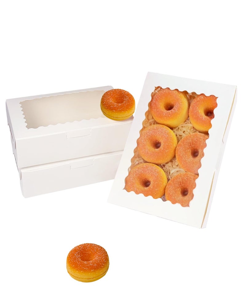 qiqee 9x6x2.5 Inch White Cookie Box with Window 15Pcs Pastry Macaron Bakery Box For Packaging - Image 2