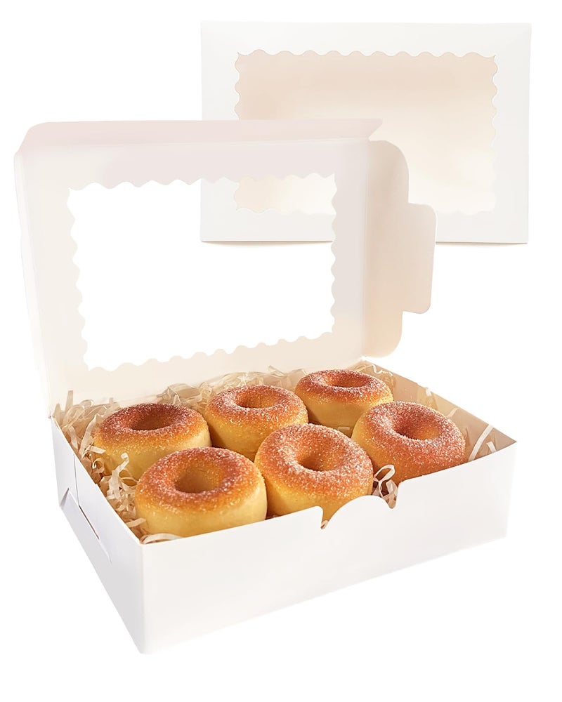 qiqee 9x6x2.5 Inch White Cookie Box with Window 15Pcs Pastry Macaron Bakery Box For Packaging - Image 4