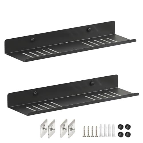 WANYISHUN Over The Sink Shelf Metal Wall Mounted Bathroom Countertop Organizer Floating Shelf Organizer 2 PCS Black 40CM157 - Image 1