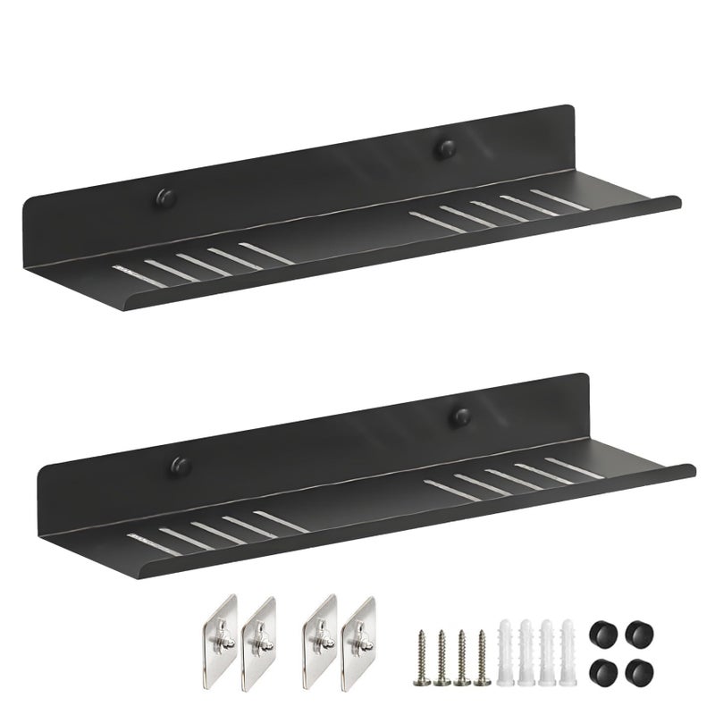 WANYISHUN Over The Sink Shelf Metal Wall Mounted Bathroom Countertop Organizer Floating Shelf Organizer 2 PCS Black 40CM157 - Image 2