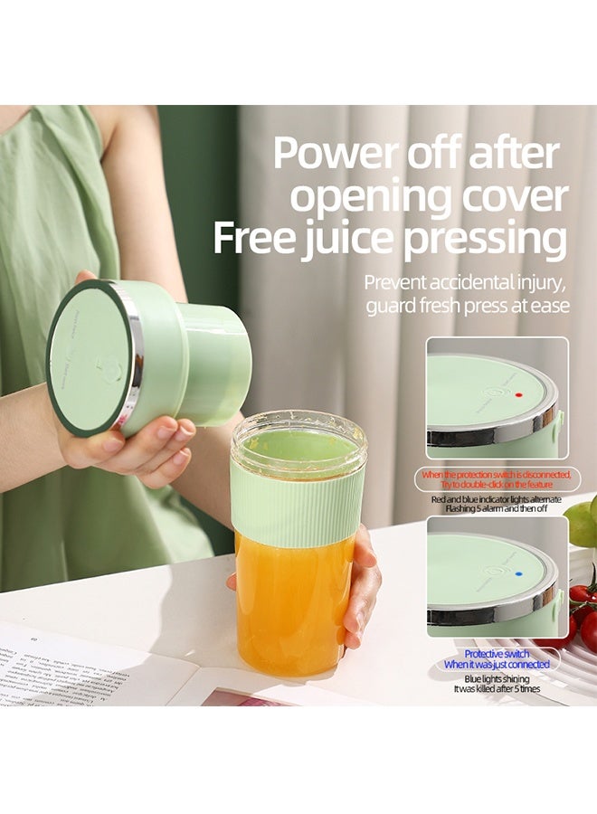 JCB CHIC عصّارة فواكه كهربائية، آلات عصّارة كهربائية، عصّارة فواكه كهربائية، عصّارة ثلج مسحوق لاسلكي قويّة صغيرة لاسلكية قابلة للحمل مع قشّة للاستخدام المنزلي بشحن 6 شفرات كوب عصير (k1 أخضر) - Image 5