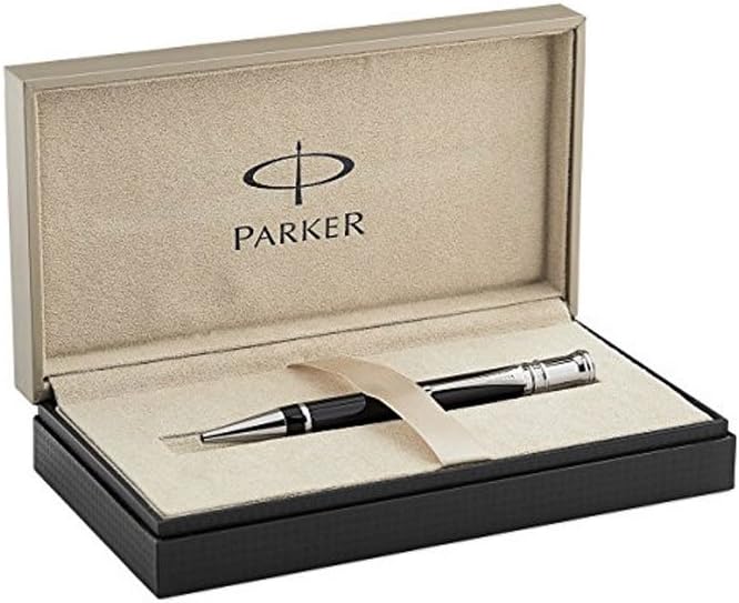 باركر Parker Duofold Ballpoint Pen with Palladium Trim - Medium Tip, Black Ink - Image 4