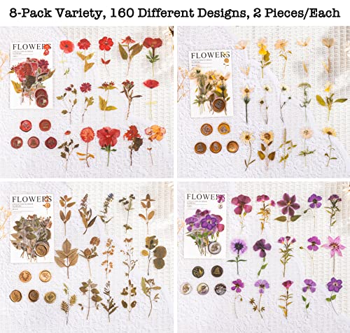 Knaid Pressed Flower Themed Stickers Set (320 Pieces) Dried Flowers Resin Stickers Decals Floral Botanical Journaling Stickers for Scrapbook Supplies Junk Journal Bullet Journal Planner Laptops - Image 4