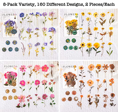 Knaid Pressed Flower Themed Stickers Set (320 Pieces) Dried Flowers Resin Stickers Decals Floral Botanical Journaling Stickers for Scrapbook Supplies Junk Journal Bullet Journal Planner Laptops - Image 3