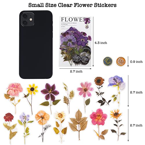 Knaid Pressed Flower Themed Stickers Set (320 Pieces) Dried Flowers Resin Stickers Decals Floral Botanical Journaling Stickers for Scrapbook Supplies Junk Journal Bullet Journal Planner Laptops - Image 5