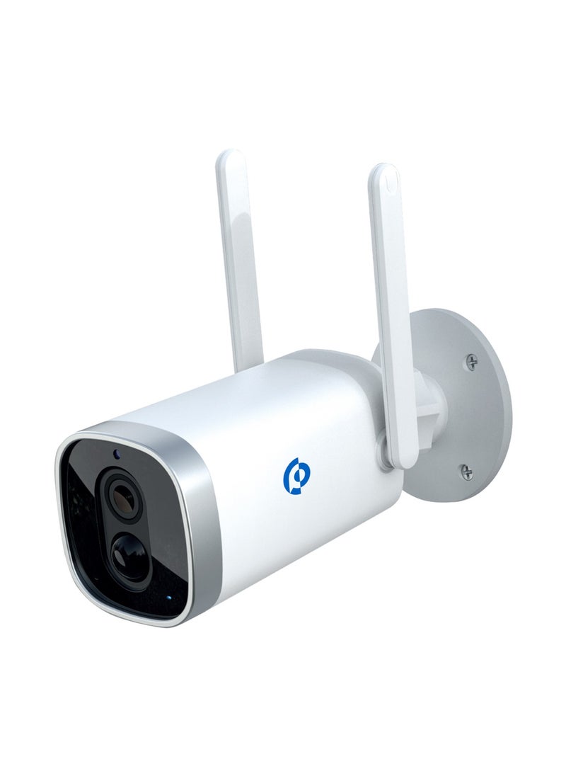 Powerology Wireless Outdoor Camera With Solar Panel Works With The Google Assistant/Alexa , Surveillance Camera, Future of Security - White  - Image 1