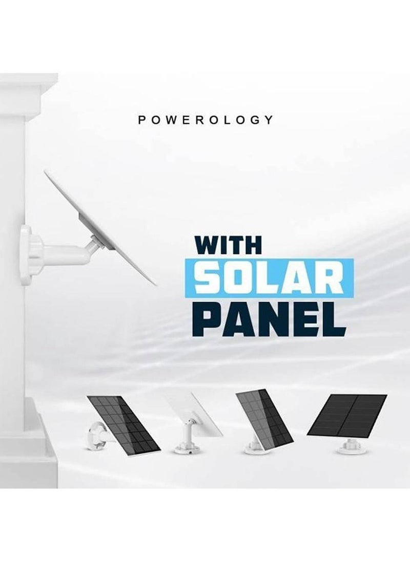 Powerology Wireless Outdoor Camera With Solar Panel Works With The Google Assistant/Alexa , Surveillance Camera, Future of Security - White  - Image 4