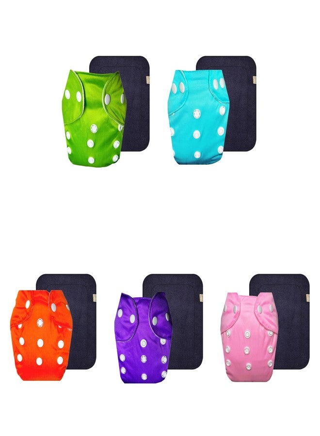Dumbledo Lite Cloth Diaper with Black Insert (Pack of 5) | Hypoallergenic | 6-Layer Absorbent Pad | Easy to Clean | Worry-Free Diapering | 3 Months - 2 Years | Unisex Baby - Image 1