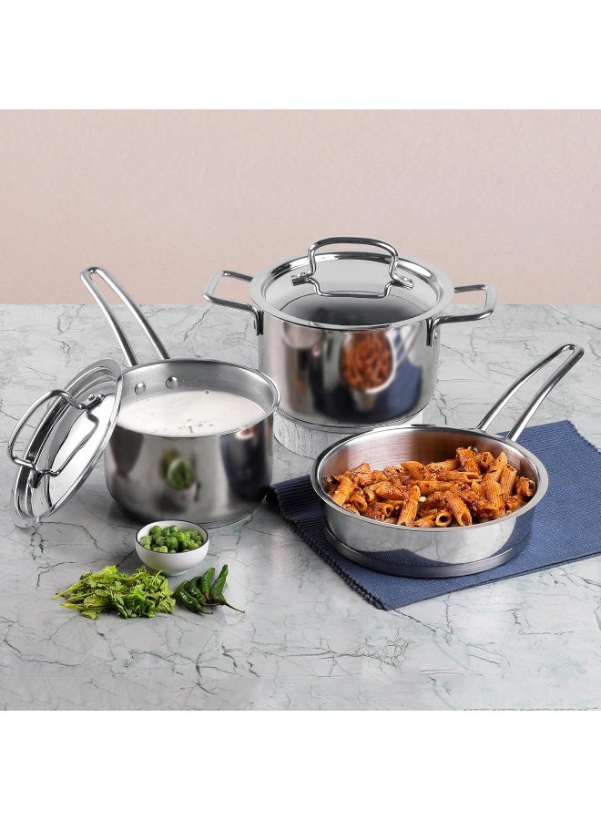 Vinod Stainless Steel Induction Friendly Classic Deluxe Combo Set of 3 Pcs - Image 2
