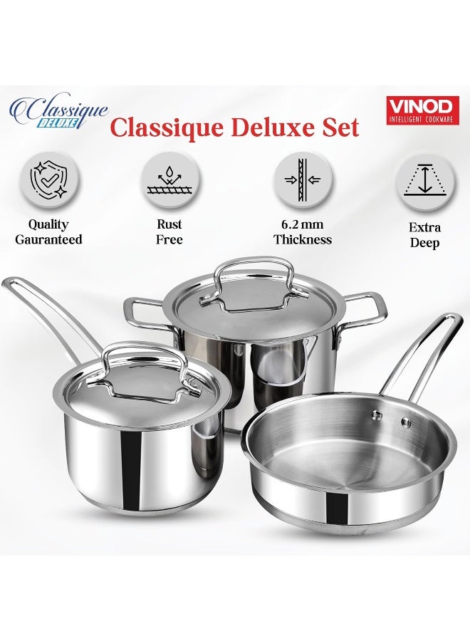 Vinod Stainless Steel Induction Friendly Classic Deluxe Combo Set of 3 Pcs - Image 3