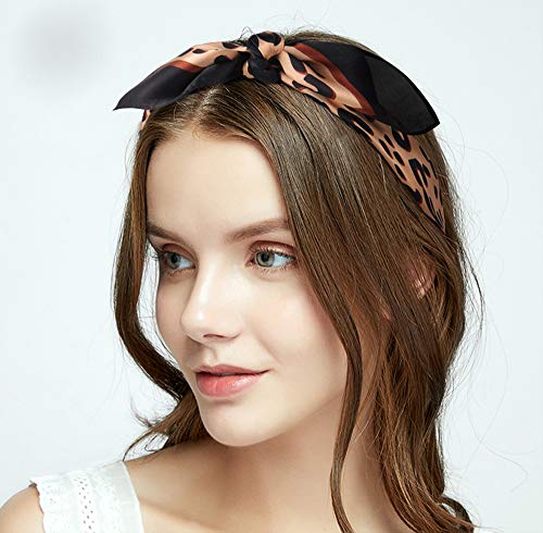 GERINLY Animal Print Scarfs for Women Leopard Neck Scarf Satin Head Scarves for Ponytail Brown Silk Purse Charm(Leopard) - Image 5