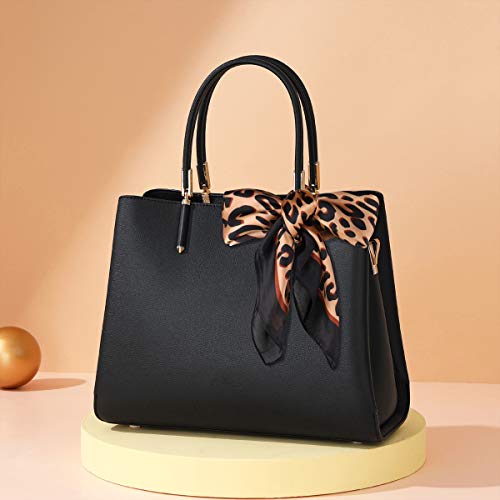 GERINLY Animal Print Scarfs for Women Leopard Neck Scarf Satin Head Scarves for Ponytail Brown Silk Purse Charm(Leopard) - Image 4