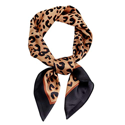 GERINLY Animal Print Scarfs for Women Leopard Neck Scarf Satin Head Scarves for Ponytail Brown Silk Purse Charm(Leopard) - Image 1