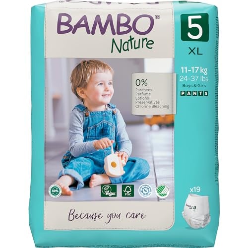Bambo Nature Premium Baby Pants Diapers for Kids XL Size (11-17 Kgs), Super Absorbent, Breathable, Extra Soft, Dermatologically Tested, Hypoallergenic Toddler Nappies With Wetness Indicator, 19 Count - Image 1