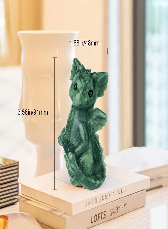 gemshan Jade Dragon Statue Gift - Hand Carved Stone Figurines Decorative Ornaments for Garden Living Room, Bedroom, Office Desktop - Image 5