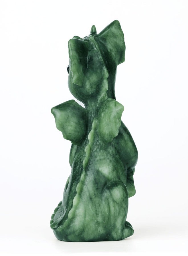 gemshan Jade Dragon Statue Gift - Hand Carved Stone Figurines Decorative Ornaments for Garden Living Room, Bedroom, Office Desktop - Image 2
