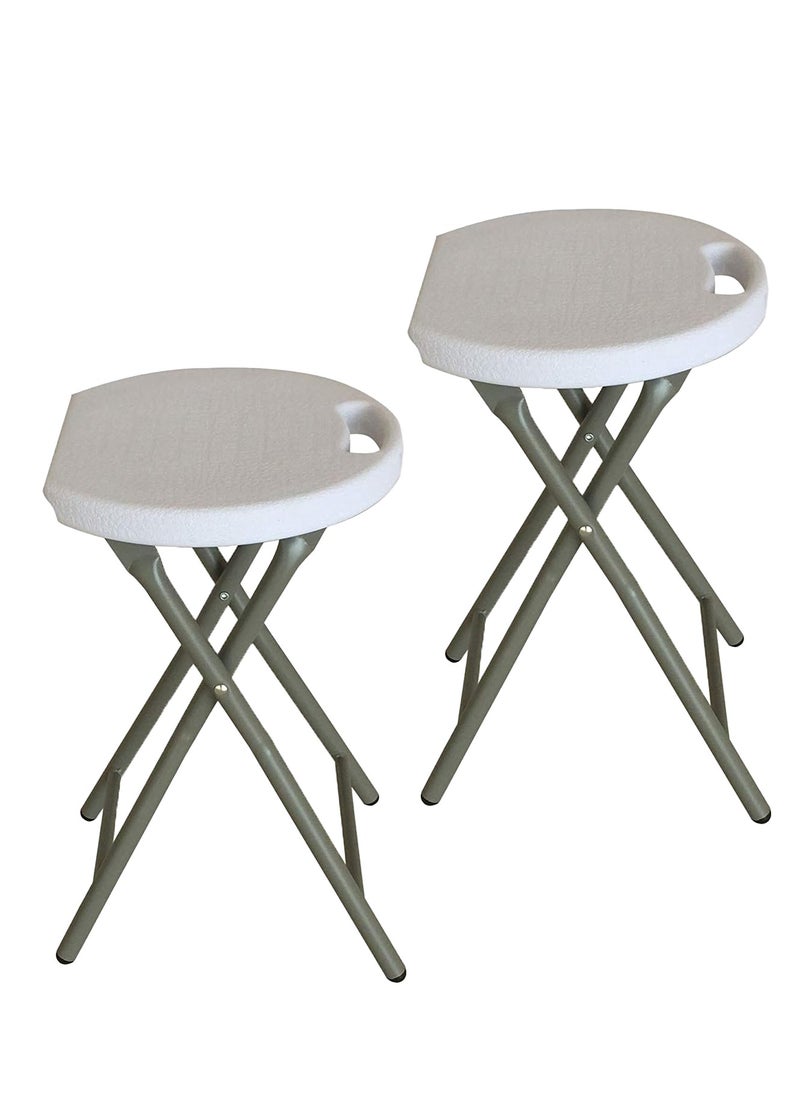 Generic - Portable Folding Chair, Backless Flodable Stool Chair with Handle, Foldable Stools for Adults, Round Fold Chair for Dorm, Kitchen, Vanity and Outdoor use 33cm×29cm×45cm - Image 1