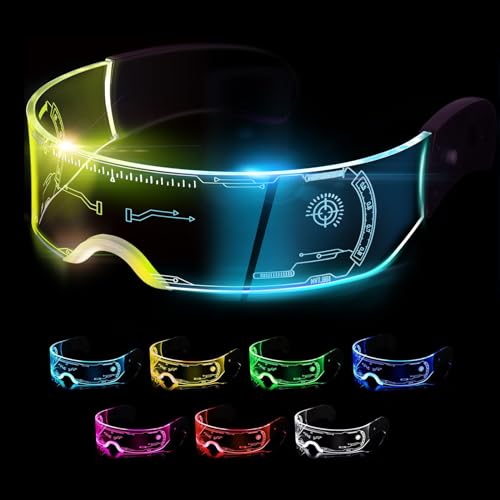 CLZFXS Led Visor Glasses Light Up 7 Colors and 4 Modes Cyberpunk Glasses for Halloween Cosplay Party Bar Adults - Image 1