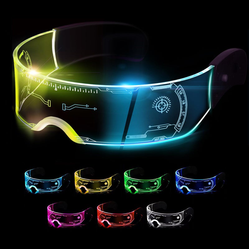 CLZFXS Led Visor Glasses Light Up 7 Colors and 4 Modes Cyberpunk Glasses for Halloween Cosplay Party Bar Adults - Image 2