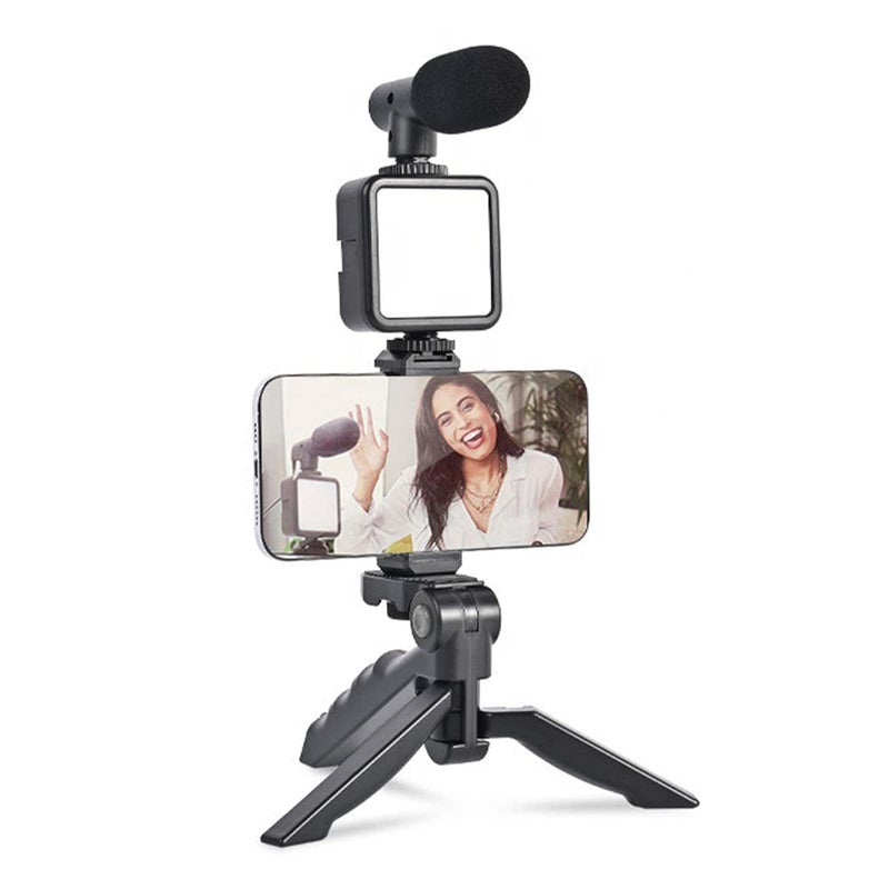 coku 6 in 1 Vlogging Kit for iPhone, Android with Tripod | LED Light, Cardioid Microphone, Phone Holder, Bluetooth Remote & Microphone Cable | Video Making Kit for Camera, Video Shoot, Youtubers - Image 1