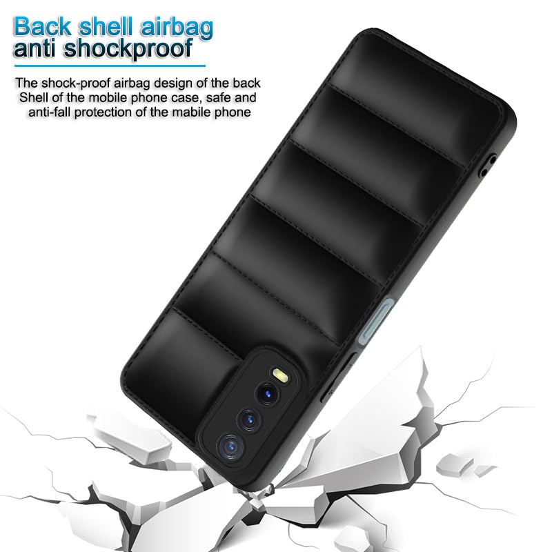 Plus Puffer Case Camera Protection Soft Back Cover for Vivo Y20 | Vivo Y20i - Black - Image 4