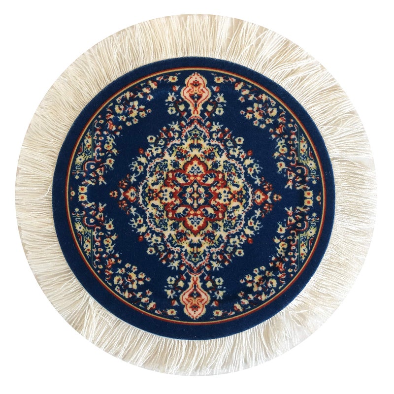 Inusitus Carpet Coasters, Set of 4 Turkish Rug Style Table Drink mats, Absorbent Kitchen and Dining Accessories, Spill & drip Protection, Round - Image 2