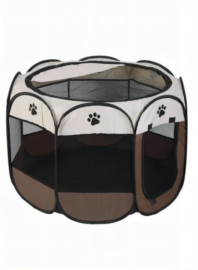 Storm-Upgraded Foldable Pet Tent – Hexagonal Waterproof Cat House/Dog Cage with Anti-Chew Oxford Fabric & Dual Doors | Mosquito/Weather/Scratch Proof for Rabbits, Cats, Small Pets