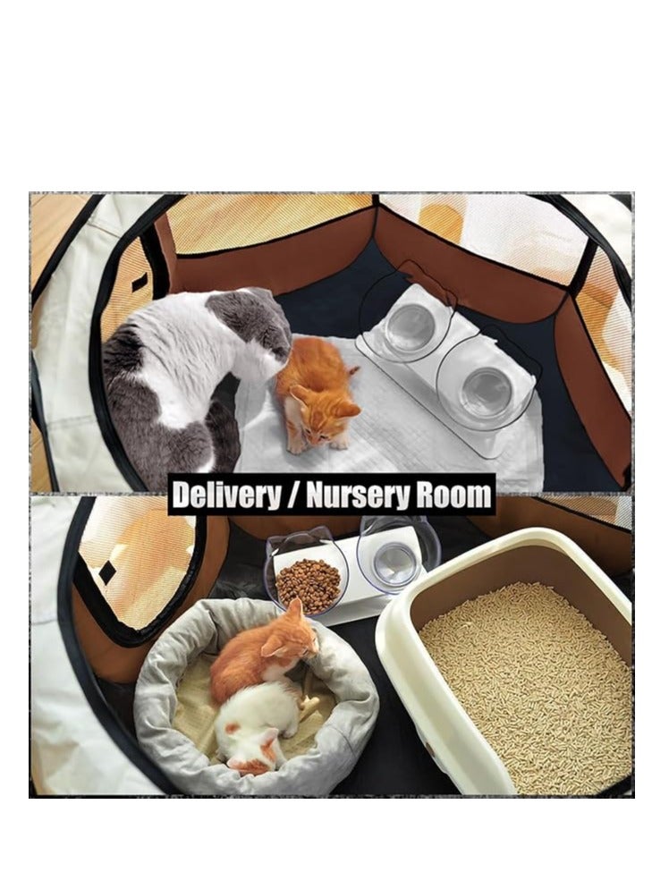 ألعاب تي إن خيمة الحيوانات الأليفة القابلة للطي التي تم ترقيتها بالعاصفة - منزل قطة مقاوم للماء / قفص الكلب السداسي مع نسيج أكسفورد المضاد للمضغ والأبواب المزدوجة البعوض / الطقس / دليل الخدش للأرانب والقطط والحيوانات الأليفة الصغيرة - Image 3
