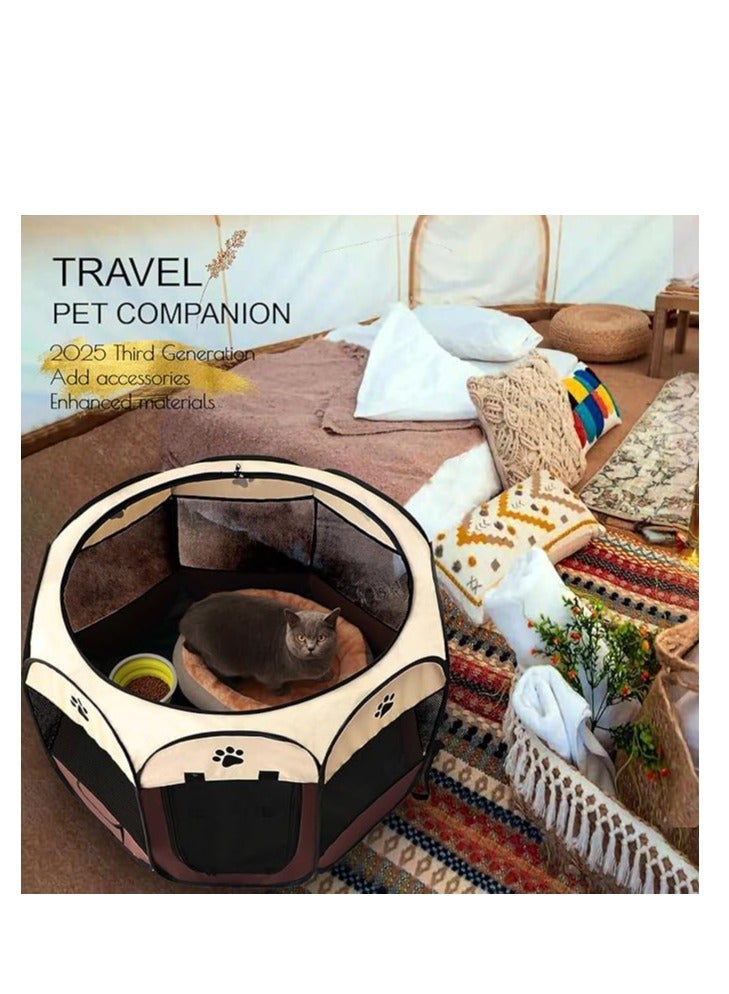 ألعاب تي إن خيمة الحيوانات الأليفة القابلة للطي التي تم ترقيتها بالعاصفة - منزل قطة مقاوم للماء / قفص الكلب السداسي مع نسيج أكسفورد المضاد للمضغ والأبواب المزدوجة البعوض / الطقس / دليل الخدش للأرانب والقطط والحيوانات الأليفة الصغيرة - Image 2