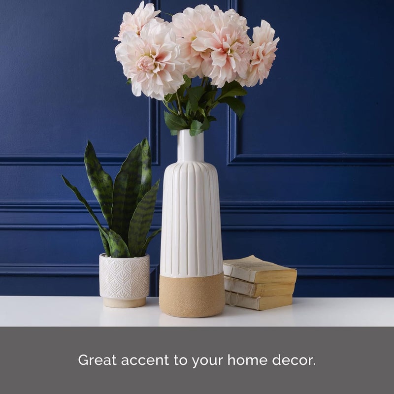 Mikasa Mikasa Blue and White Ceramic Vase Use to Display Faux or Dried Flowers 59x59x157 Inch  - Image 3