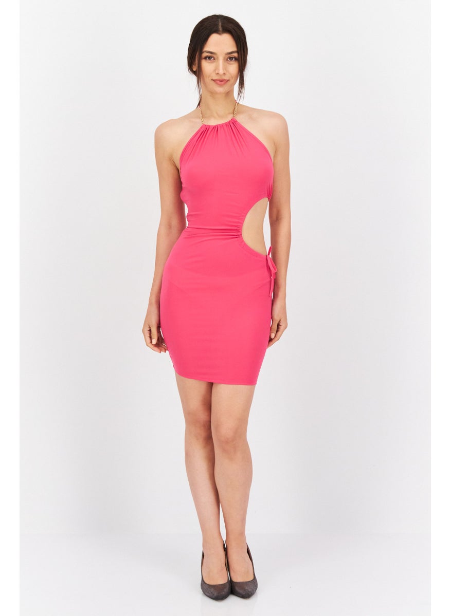 Women Solid Mini Cut Out Dress, Pink - pzsku/Z409499B2A20679B55902Z/45/_/1732780757/0fda682d-50a7-4c59-a2f0-78b0ca3cb16f