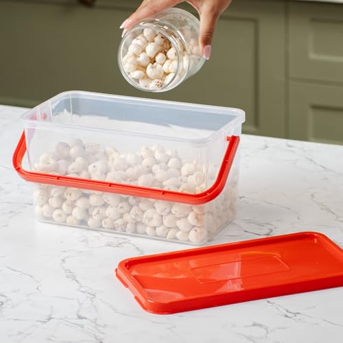 Gluman Polypropylene Pick N Carry Multipurpose Storage Box With Lid (3.3 Litre) | 100% Food Grade | Dishwasher Safe | Freezer Safe | Recyclable (Red)(Pack of 2) - Image 5