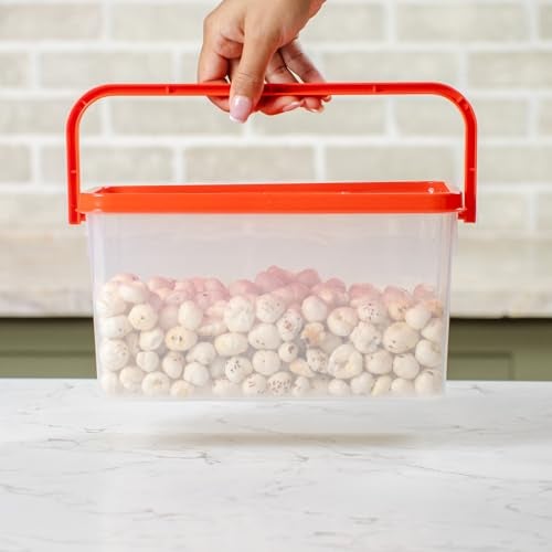 Gluman Polypropylene Pick N Carry Multipurpose Storage Box With Lid (3.3 Litre) | 100% Food Grade | Dishwasher Safe | Freezer Safe | Recyclable (Red)(Pack of 2) - Image 4