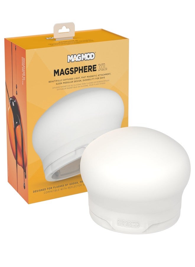 MagMod MagSphere XL, Durable & Easy to Use Flash Modifier - White, Silicone, Softbox Style with Reflector XL, MagRing 2 - Image 1