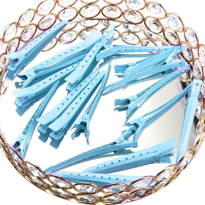 Bantoye 24 Packs Duck Bill Clips, 3.35 Inches Rustproof Metal Alligator Curl Clips with Holes for Hair Styling, Hair Coloring, Blue - Image 5
