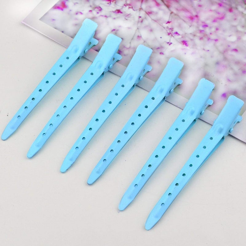 Bantoye 24 Packs Duck Bill Clips, 3.35 Inches Rustproof Metal Alligator Curl Clips with Holes for Hair Styling, Hair Coloring, Blue - Image 4