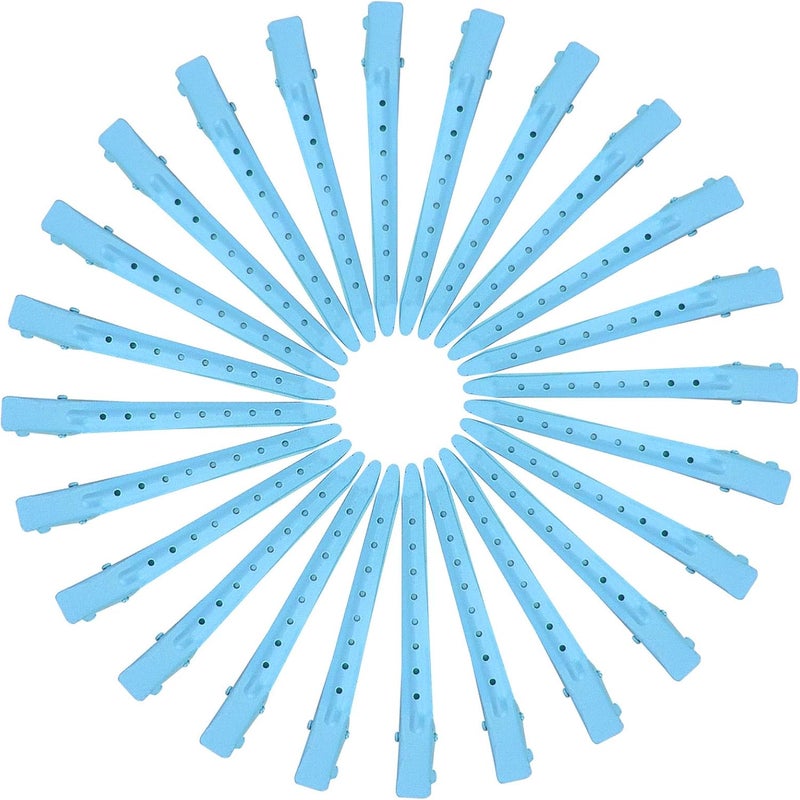 Bantoye 24 Packs Duck Bill Clips, 3.35 Inches Rustproof Metal Alligator Curl Clips with Holes for Hair Styling, Hair Coloring, Blue - Image 3